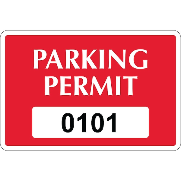 Lustre-Cal Repositionable Parking Permit Dark Red 3in x 2in Serialized 101-150, 50PK 253411Py1Rd0101 - main